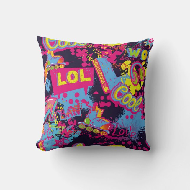 Coussin motif Abstrait d'adolescents grognon sans soudure. (Recto)