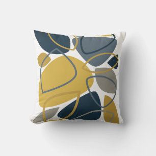 Coussin Motif Abstrait de la marine moderne Blue Mustard