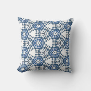 Coussin Motif Abstrait de Shibori Indigo Blue Tie Dye