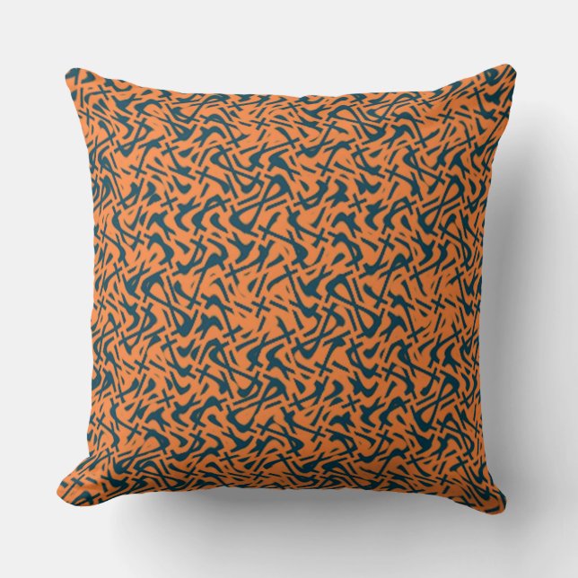 Coussin Motif Abstrait Doodle noir et orange (Recto)