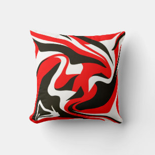 Coussin Motif Abstrait en acrylique rouge noir