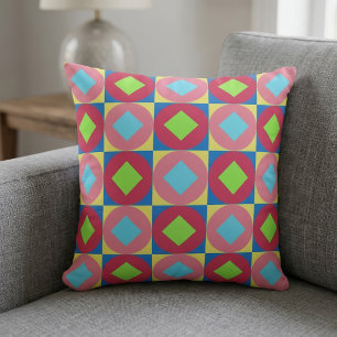Coussin Motif Abstrait Géométrique Psychédélique Vibrant