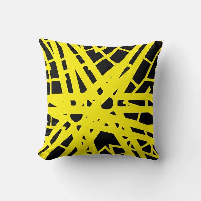 Coussin motif abstrait jaune et noir (Recto)