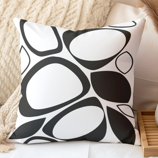 Coussin Motif Abstrait moderne et élégant noir blanc (Créateur téléchargé)