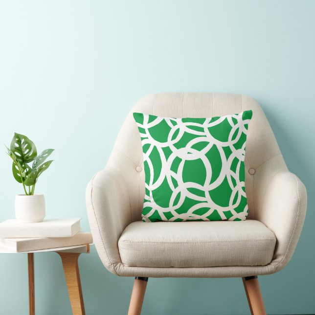 Coussin Motif Abstrait moderne vert et blanc (Chaise)