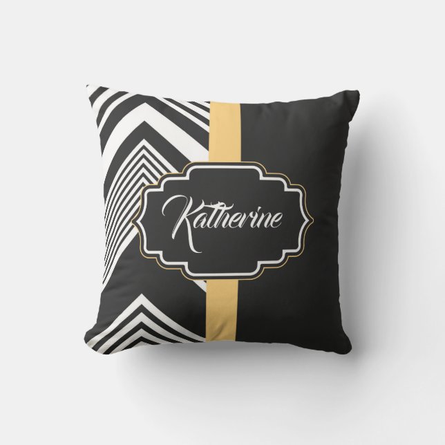 Coussin Motif Abstrait noir et blanc (Recto)