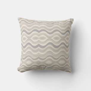 Coussin Motif Abstrait Ondulé Neutre Moderne