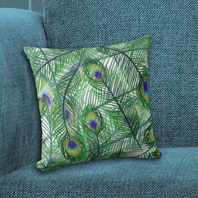 Coussin Motif Abstrait Peacock Feathers (Créateur téléchargé)