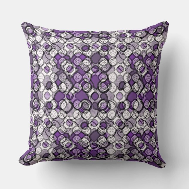 Coussin Motif Abstrait pourpre, gris et cercle noir (Recto)
