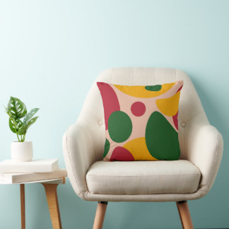 Coussin Motif Abstrait Rétro Géométrique Gras 