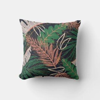 Coussin motif Abstrait sans faille avec feuilles tropicaux