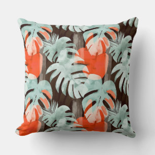 Coussin Motif abstrait simple avec feuilles de monstera, f