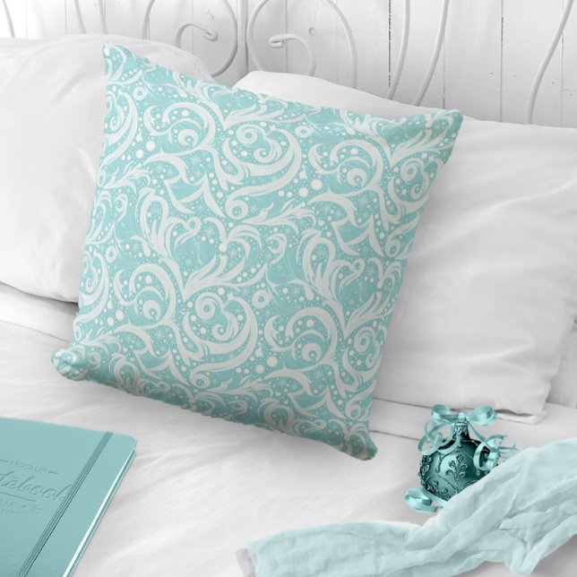 Coussin Motif Abstrait turquoise Snowflake #10 ID1009 (Créateur téléchargé)