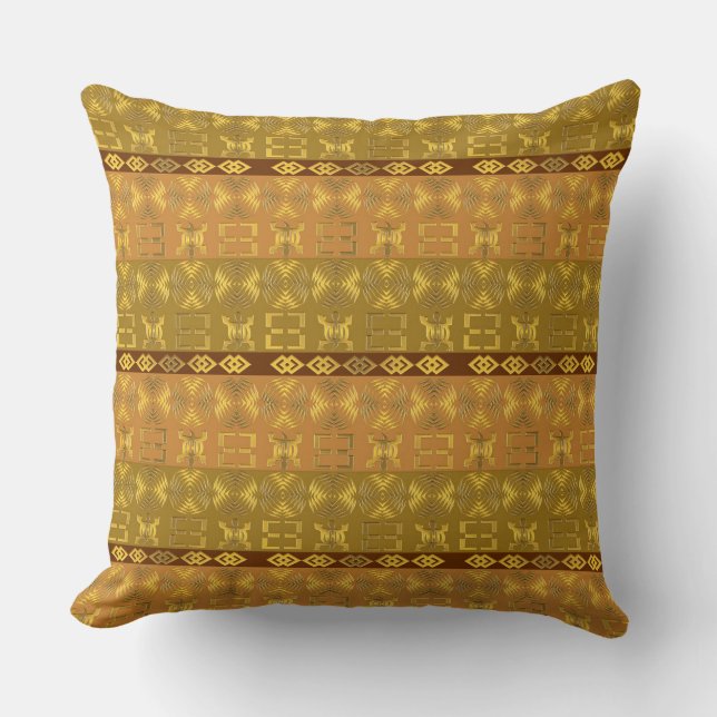 Coussin motif africain ethnique avec des simbols d'Adinkra (Recto)