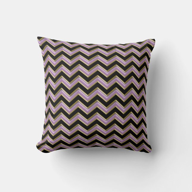 Coussin Motif Amethyst Gold Black Zigzag (Recto)