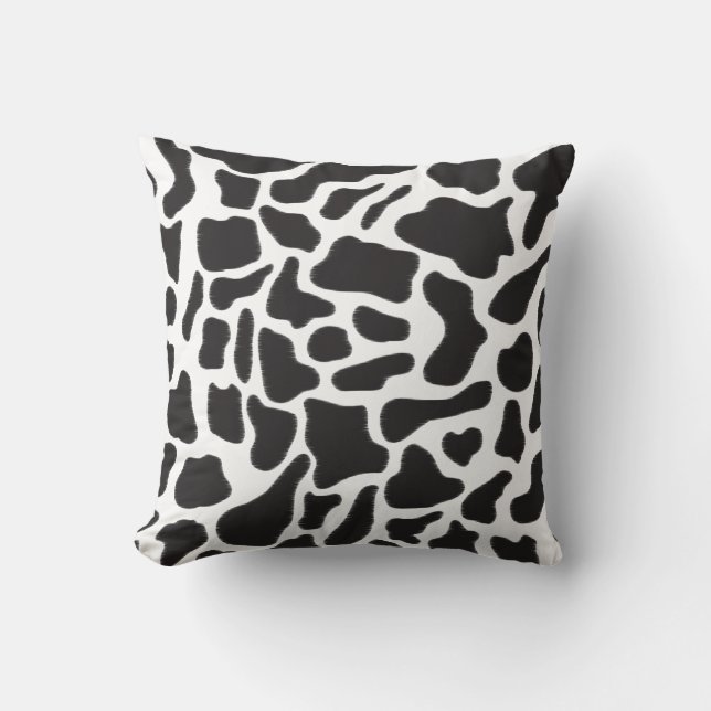 Coussin Motif animal à tache de vache noire et blanche (Recto)