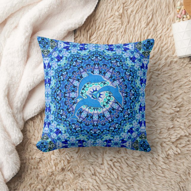 Coussin Motif animal cool - Mandala Dolphins 1 (Couverture)