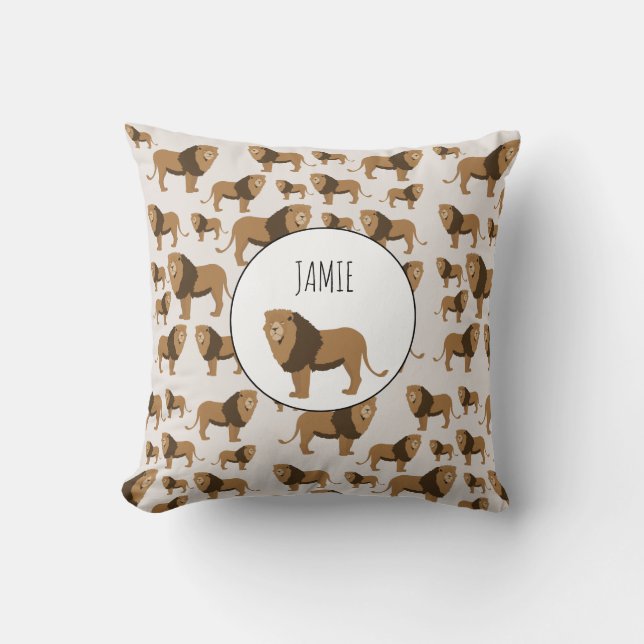 Coussin Motif animal de lions de jungle personnalisé (Recto)