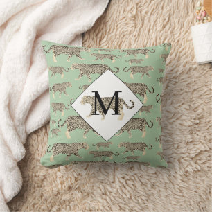Coussin Motif animal Jaguar Monogramme initial