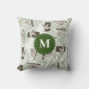 Coussin Motif animal mignon en forêt sauvage Monogramme