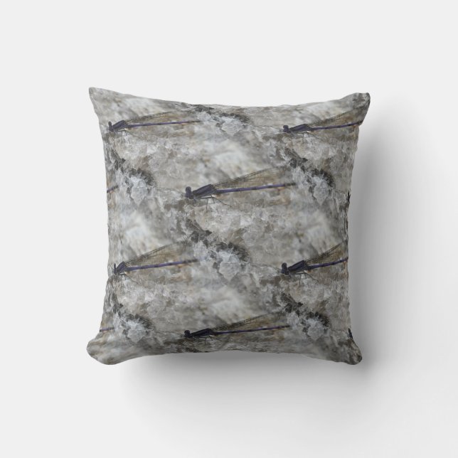 Coussin Motif animal pourpre de Damselfly (Recto)