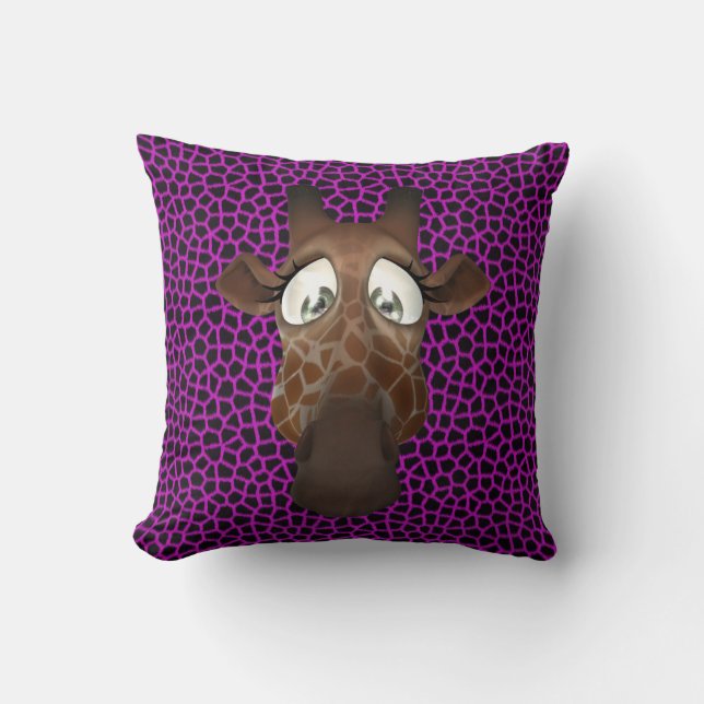 Coussin Motif animal pourpre de fourrure de visage drôle (Recto)