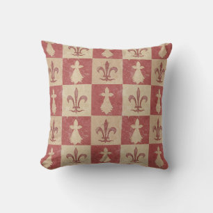 Coussin Motif antique français médiéval Fleur de Lis