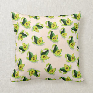 Coussin Motif Aquarelle Avocados Vert