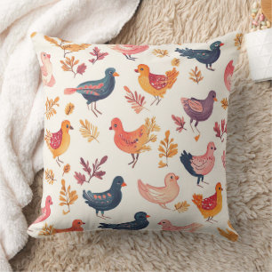 Coussin Motif aquarelle d'art populaire turc bohème