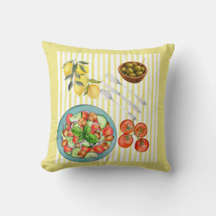 Coussin Motif aquarelle d'été méditerranéen