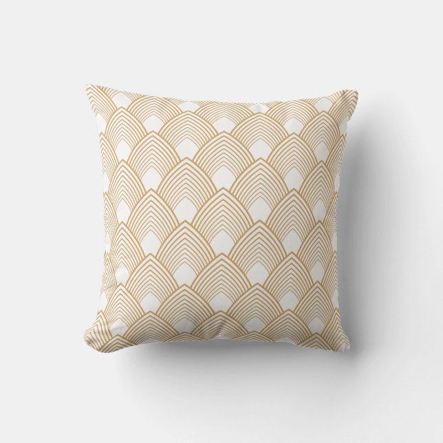 Coussin Motif Art déco or et blanc (Recto)