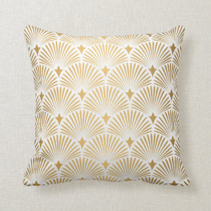 Coussin Motif Art déco. Simples grappes blanches et dorées