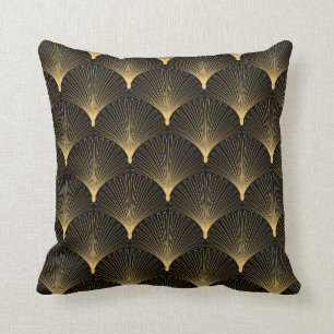 Coussin Motif Art déco. Simples grappes noir et or