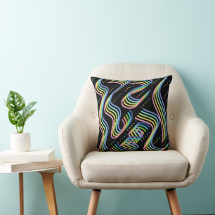 Coussin Motif artistique de rangées de rubans de couleur a