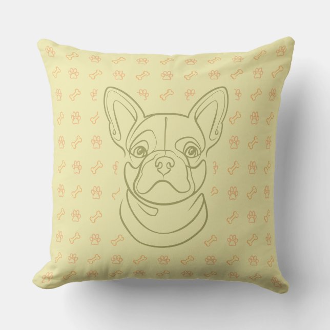 Coussin Motif artistique décoratif de Bulldog français (Recto)