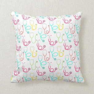 Coussin Motif au néon de stéthoscope