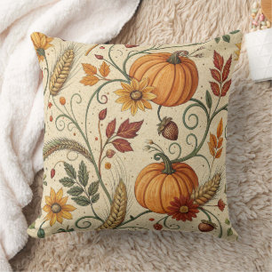 Coussin Motif automnal de citrouille Cottagecore