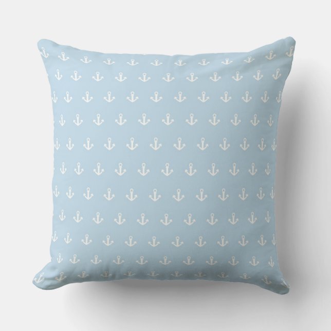Coussin Motif avec les ancres blanches sur le bleu (Recto)