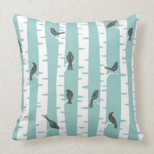 Coussin Motif avec oiseaux et arbres