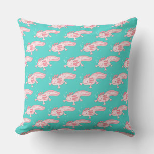 Coussin Motif Axolotl rose