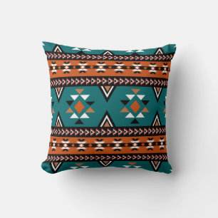 Coussin Motif Aztec Bleu