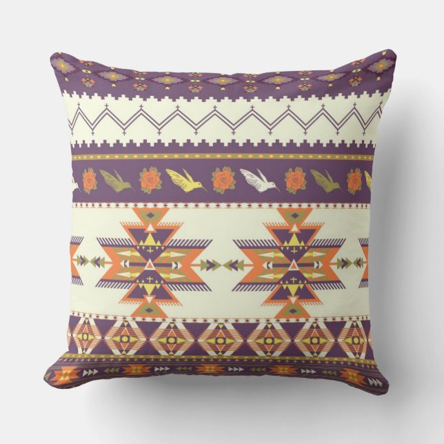 Coussin Motif aztèque coloré (Recto)