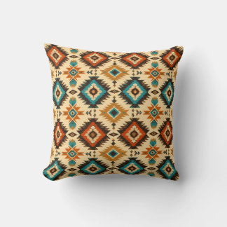 Coussin Motif aztèque de style amérindien vintage