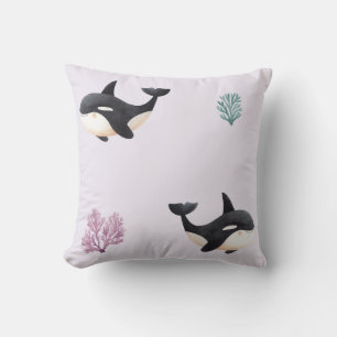 Coussin Motif Baleine Orque Mignon pour la Nurserie sur l'