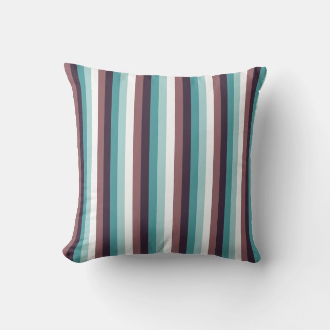 Coussin Motif blanc chic et moderne de rayures de brun (Recto)