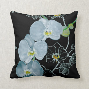 Coussin Motif blanc d'orchidées d'aquarelle