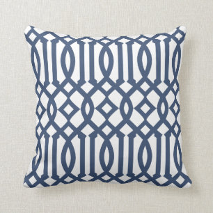 Coussin Motif blanc moderne et bleu marine