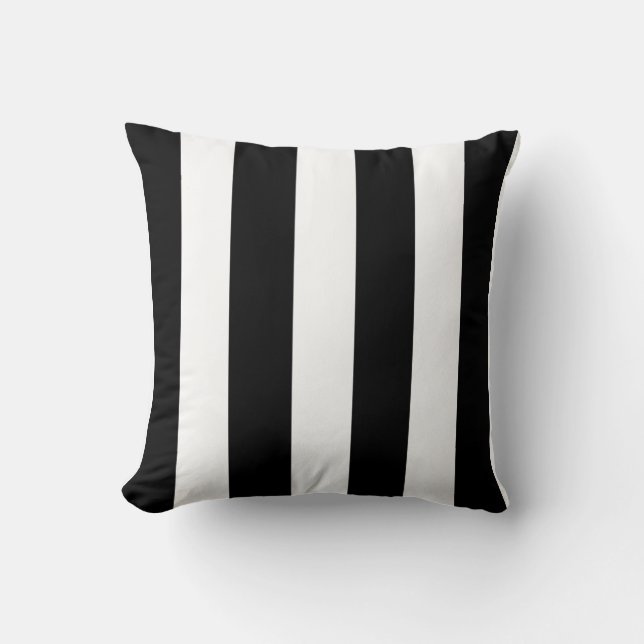 Coussin Motif blanc noir moderne de rayures (Recto)