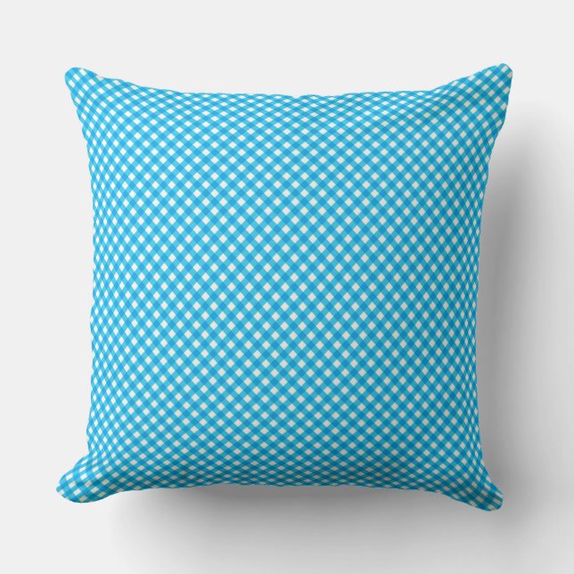 Coussin Motif bleu clair En vichy (Recto)