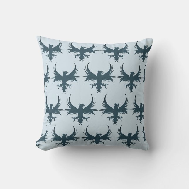 Coussin Motif bleu de l'aigle volant (Recto)